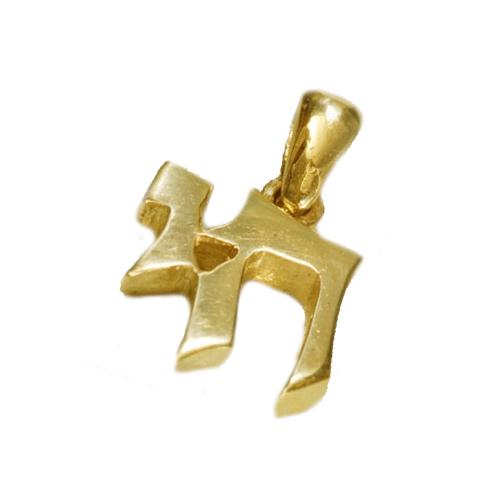 14k Gold Small Biblical Chai Pendant - Baltinester Jewelry