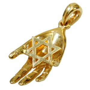 14k Gold Hand Star of David Pendant - Baltinester Jewelry