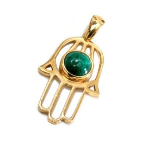 14k Gold Eilat Stone Hamsa Pendant - Baltinester Jewelry