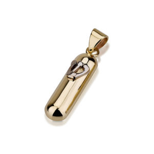 14k Rounded Mezuzah Pendant Shiny Minimalist Design - Baltinester Jewelry
