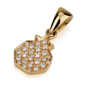 Pave Diamonds 14k Pomegranate Pendant - Baltinester Jewelry