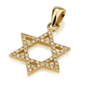 Star of David Pendant 18k Gold Pave Set Diamonds - Baltinester Jewelry