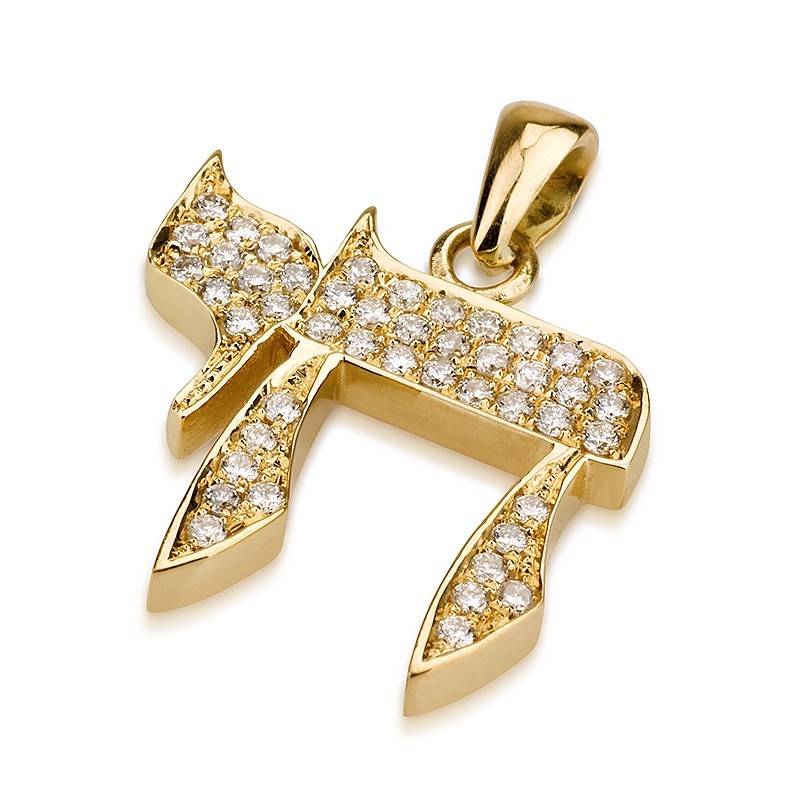 Diamond Encrusted 18k Chai Pendant - Baltinester Jewelry