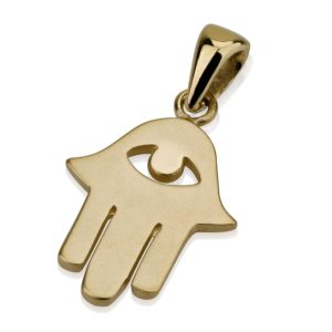Minimalist Evil Eye Hamsa Gold Pendant - Baltinester Jewelry