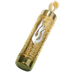 14k Gold Filigree Cylinder Mezuzah Pendant - Baltinester Jewelry