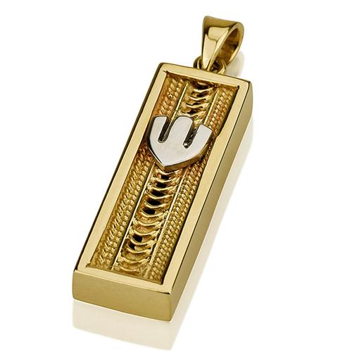 14k Gold Filigree Square Mezuzah Pendant - Baltinester Jewelry