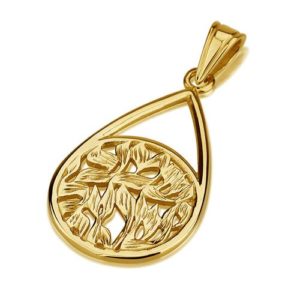 14k Gold Shema Yisrael Teardrop Pendant - Baltinester Jewelry