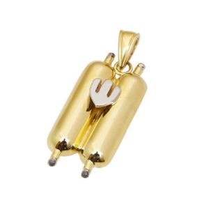 Two-tone "Shin" Inscribed Sefer Torah Pendant in 14k Gold - Baltinester Jewelry
