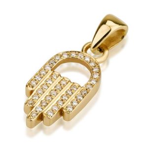 18k Gold Diamond Thick Hamsa Pendant - Baltinester Jewelry