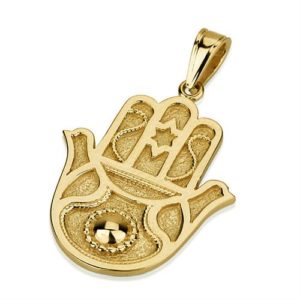 14K Gold Dove of Peace Hamsa Pendant - Baltinester Jewelry