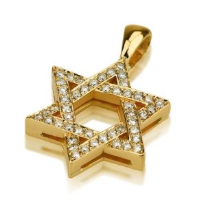 Classic 18k Gold Thick Diamond Star of David Pendant - Baltinester Jewelry