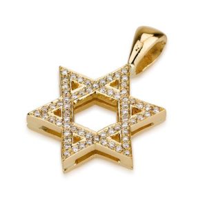 18k Gold Diamond Classic Star of David Pendant - Baltinester Jewelry