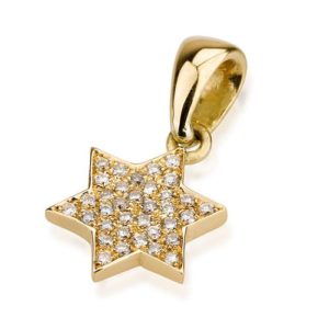 18k Gold Diamond Mini Star of David Pendant - Baltinester Jewelry