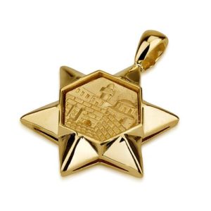 14k Gold 3D Jerusalem Star of David Pendant - Baltinester Jewelry