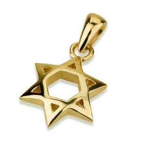 14K Gold Curved 3D Star of David Pendant - Baltinester Jewelry