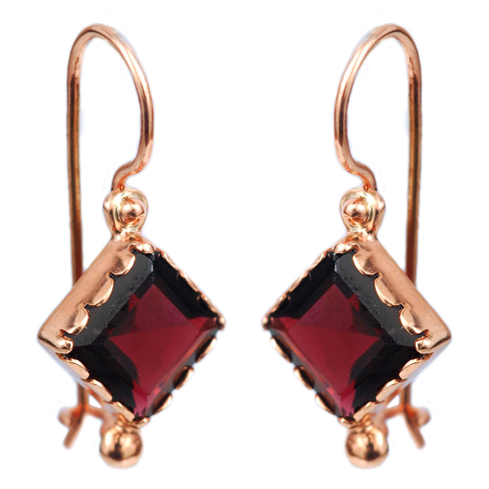 14k Rose Gold Garnet Earrings - Baltinester Jewelry