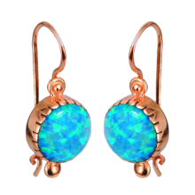 14k Rose Gold & Round Opalite Earrings - Baltinester Jewelry