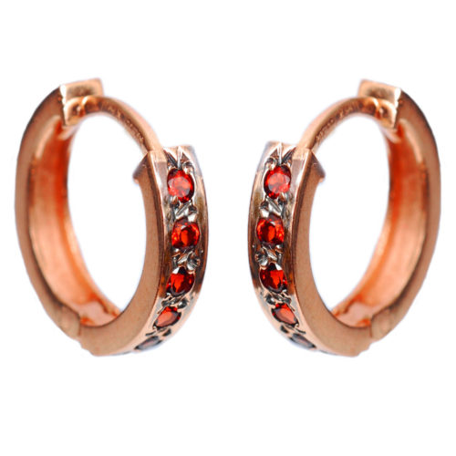14k Rose Gold & Garnet Reversible Hoop Earrings - Baltinester Jewelry