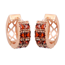14k Rose Gold and Garnet Hoop Earrings - Baltinester Jewelry