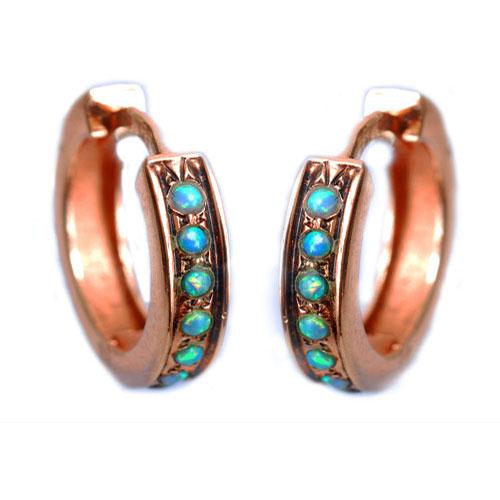 14k Rose Gold and Opal Reversable Hoop Earrings - Baltinester Jewelry