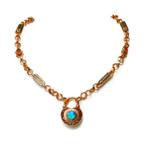 14k Rose Gold Opal and Garnet Necklace - Baltinester Jewelry