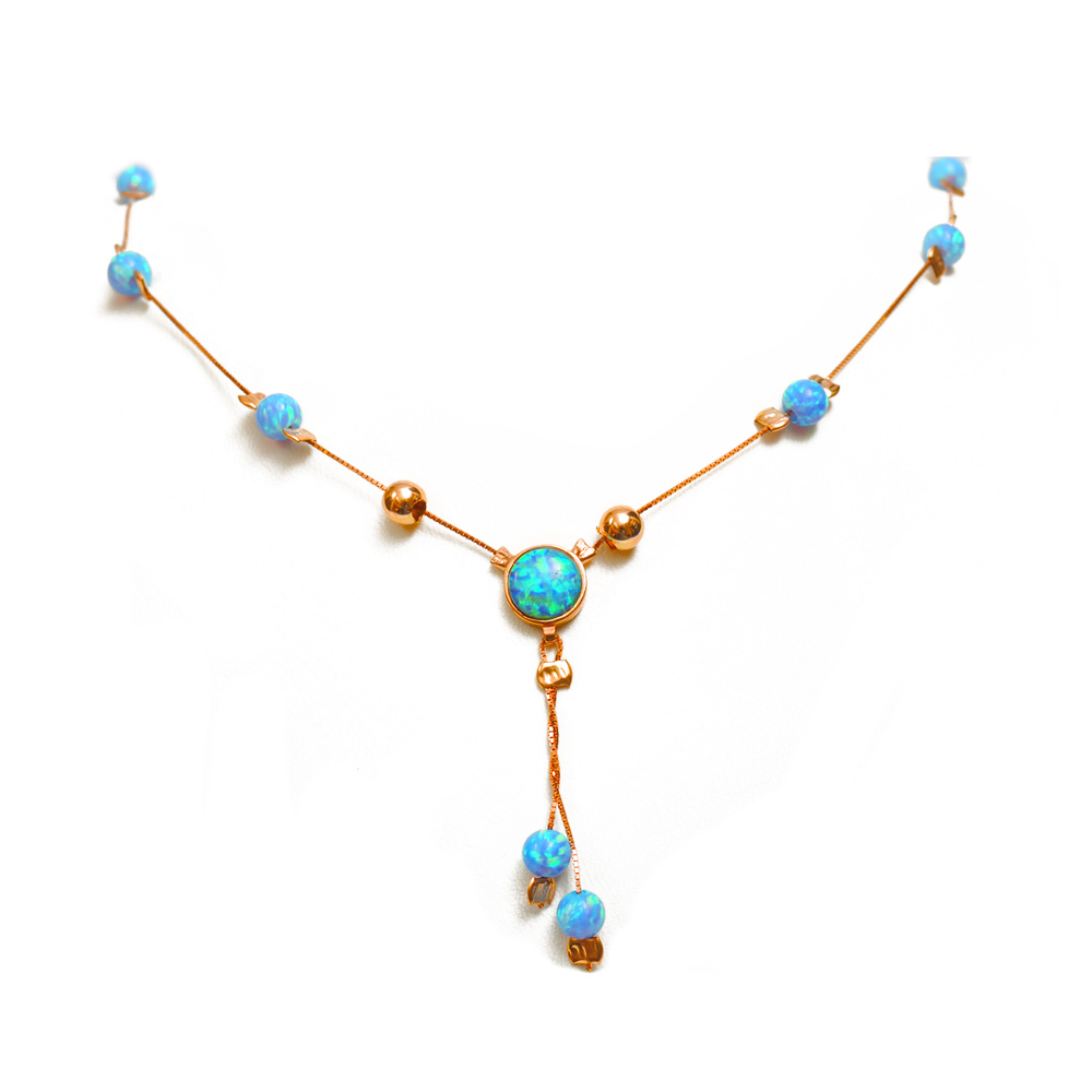 14k Rose Gold & Opal Necklace - Baltinester Jewelry
