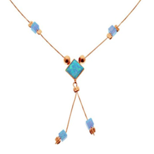 14k Rose Gold Opal Cube Necklace - Baltinester Jewelry
