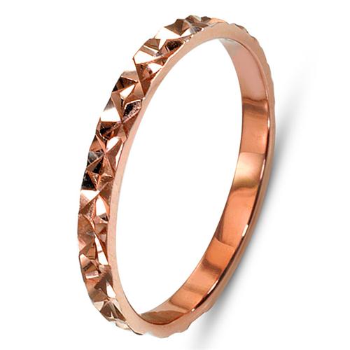 14k Rose Gold Faceted Narrow Wedding Band - Baltinester Jewelry