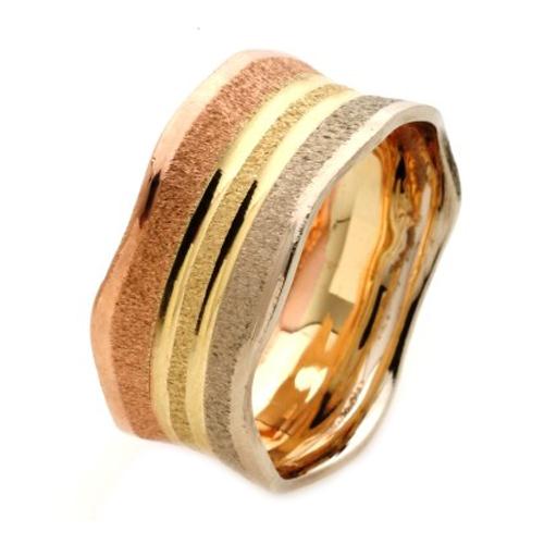 14k Tri-Color Gold Florentine Wedding Ring - Baltinester Jewelry