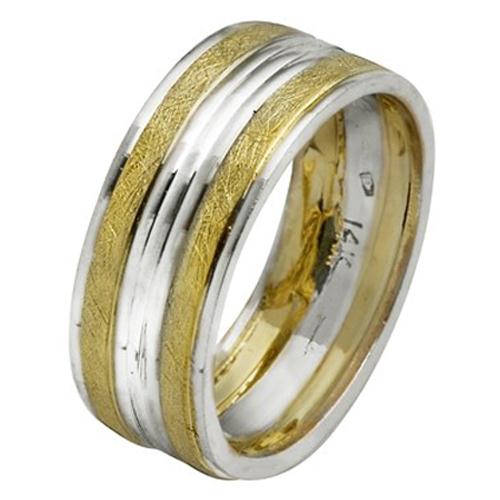 Two Tone Gold Striped Wedding Ring - Baltinester Jewelry