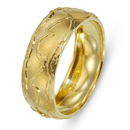 Wide 14k Gold Scribble Style Wedding Band - Baltinester Jewelry
