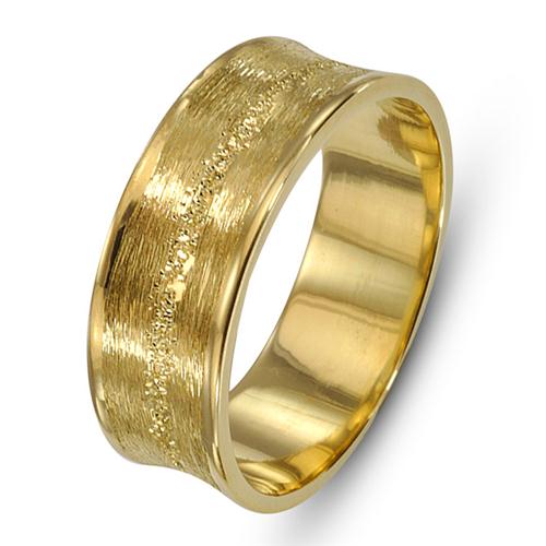 14k Gold Wire Brushed Stardust Wedding Ring - Baltinester Jewelry