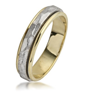 Two Tone Gold Hammered Spinning Wedding Ring - Baltinester Jewelry