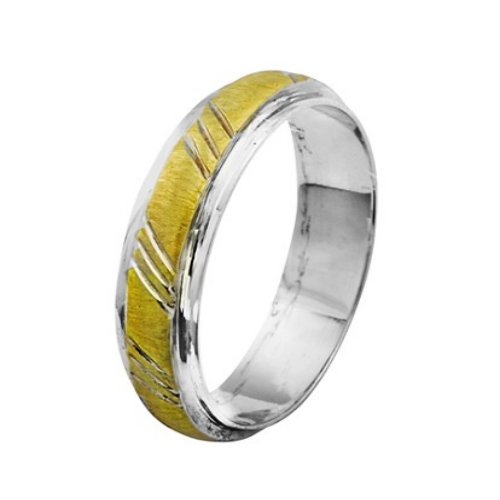 14k Gold Two Tone Striped Wedding Band - Baltinester Jewelry