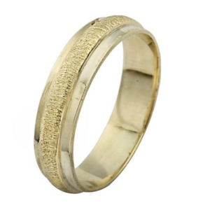 14k Yellow Gold Ring Raised Brushed Finish - Baltinester Jewelry