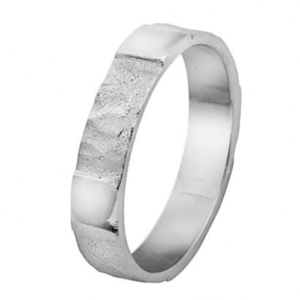14k White Gold Hammered Wedding Ring - Baltinester Jewelry