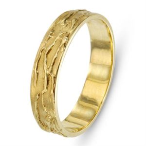 Slender 14k Gold Splash Style Wedding Ring - Baltinester Jewelry