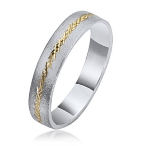 14k Gold Two Tone Florentine Wedding Ring - Baltinester Jewelry