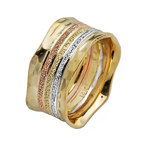 Tri-Color Gold Wedding Ring 14k - Baltinester Jewelry