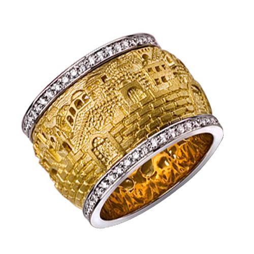 14k Gold Diamond Jerusalem Spinning Ring - Baltinester Jewelry
