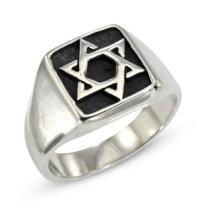 Sterling Silver Star of David Oxidized Ring - Baltinester Jewelry