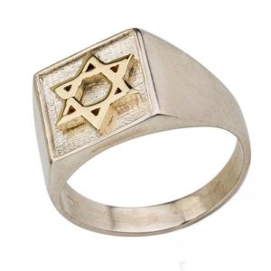 Sterling Silver and Gold Star of David Jewish Ring - Baltinester Jewelry