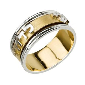14k Gold Two Tone Matte Ani L'dodi Spinning Ring - Baltinester Jewelry