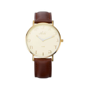 40 mm Ivory Dial Aleph Bet Watch White and Gold Hands - Baltinester Jewelry