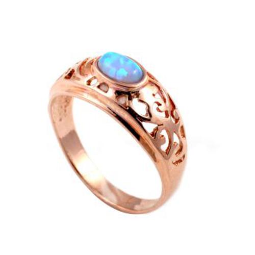 14k Rose Gold Opal Modern Filigree Ring - Baltinester Jewelry
