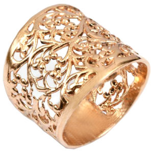 14k Rose Gold Wide Filigree Ring - Baltinester Jewelry