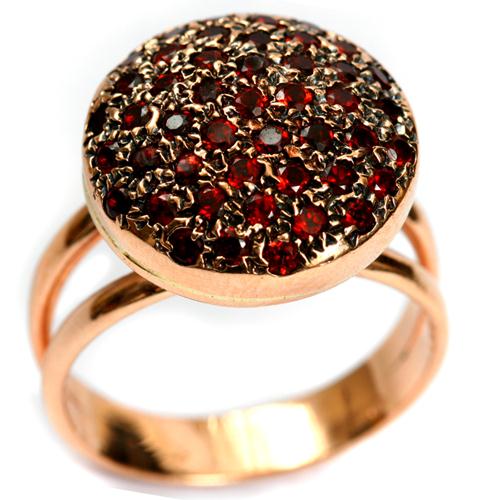 14k Rose Gold Round Garnet Ring For Her - Baltinester Jewelry