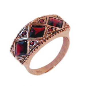 14k Rose Gold Rhombus Garnet Ring - Baltinester Jewelry