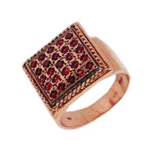 14k Rose Gold Square Garnet Ring - Baltinester Jewelry