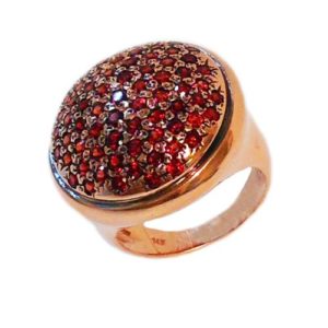 14k Rose Gold Round Garnet Ring - Baltinester Jewelry
